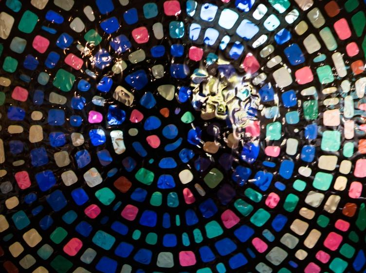 Stained glass pattern in the Campus Center chapel